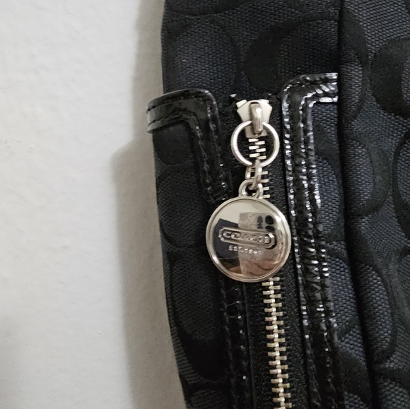 Coach black canvas signature bag. Like new condition. Silk interior beautiful - Picture 2 of 5